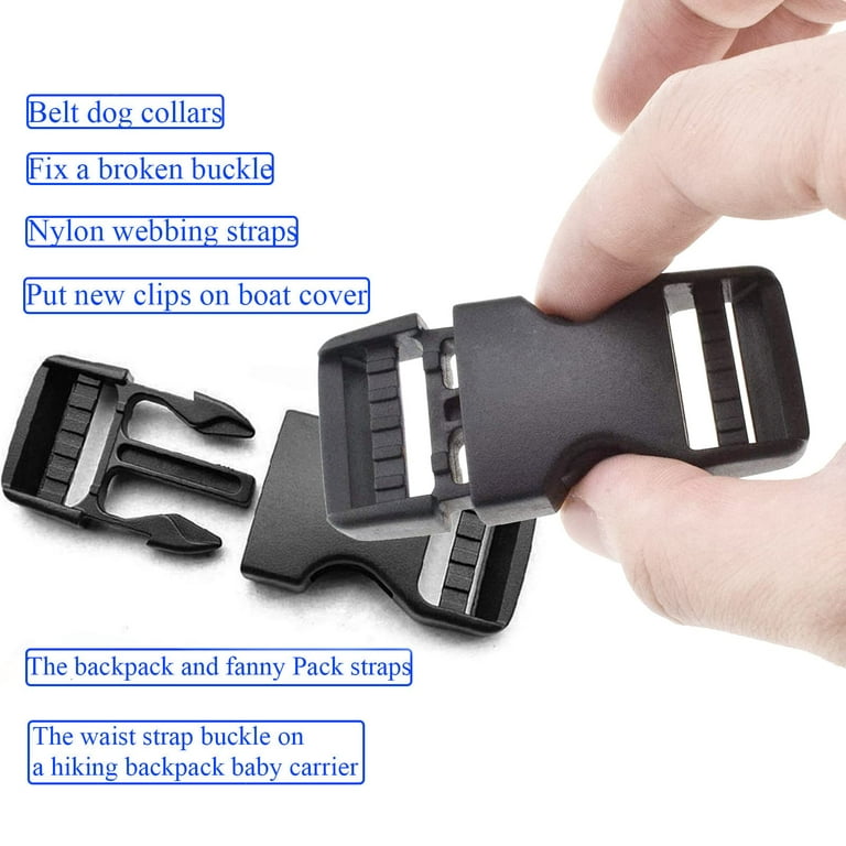 Buckle Fit 1 Strap, Quick Side Release Buckles for 1 inch/25mm Webbing  Straps, Plastic Buckles Dual Adjustable No Sewing Heavy Duty Clips for Boat