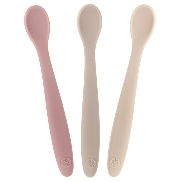 WeeSprout Toddler Utensils, 3 Forks & 3 Spoons, 18/8 Stainless Steel & Food  Grade Silicone, Blue, Pink, Off-White