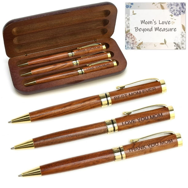 Set de Plumas de Madera Grabadas Renawe para Mamá