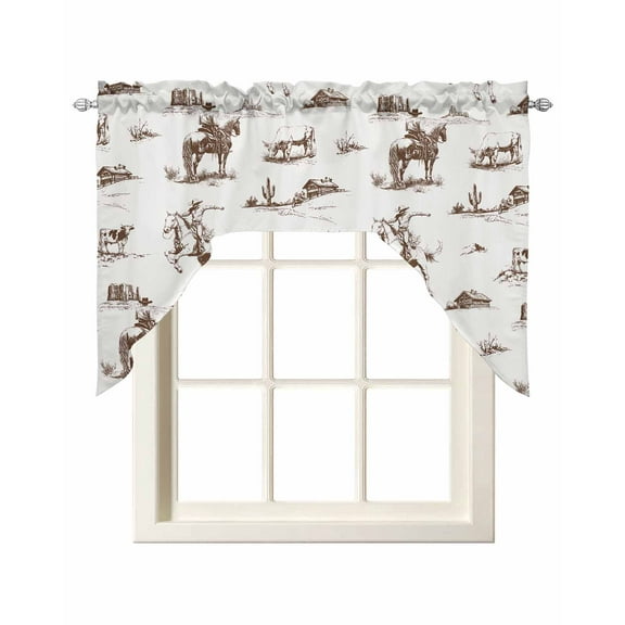 Vintage Western Kitchen Swag Valances for Windows, Retro Art Horse Cowboy Farmhouse Swag Valances Curtains for Living Room, Rod Pocket Window Treatments for Bathroom, Bedroom, Cafe, 56"x36"