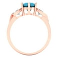 thumbnail image 4 of Three-Stone Engagement Ring for Women - 1.72ct Simulated Turquoise in 14K Rose Gold Promise Ring, 4 of 6