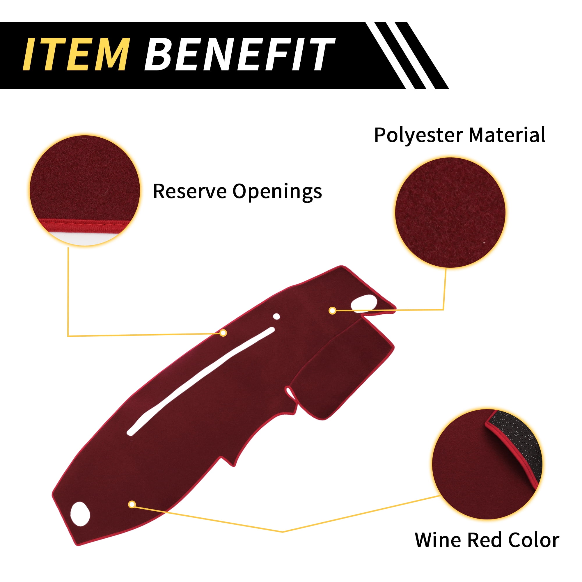 Unique Bargains Dash Cover for Ford for Ranger 1995-2011 Dash Board Mat Non-Slip Dash Cover Mat Pad Polyester Center Console Dashboard Cover Pad Carpet Wine Red