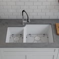 thumbnail image 5 of 32" x 19" Quartz Kitchen Sink, 40/60 Double Bowl Kitchen Sinks, Drop-in Sink, Undermount Sink, Galaxy White Kitchen Sink, Double Sink Kitchen, Grids, Strainer and Flange, Lexicon Platinum LP-4060-W, 5 of 12