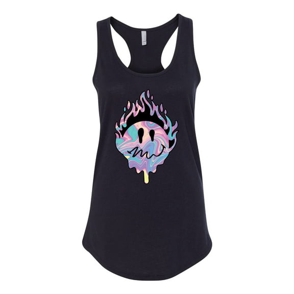 Wild Bobby Trippy Happy Face Women Racerback Tank Top
