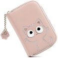 thumbnail image 1 of Cat Pattern Organ Zipper Coin Purse Ladies Zipper Small Card Holder (pink), 1 of 5