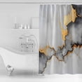 thumbnail image 2 of Abstract Marble Texture Shower Curtain, 72" x 72", Grey White Gradient Gold Crack Art Waterproof Bathroom Curtain Washable Shower Curtain Set with 12 Hooks, 2 of 6