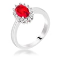 thumbnail image 1 of Precious Stars R08630R-C10-07 Precious Stars Silvertone Ruby Red Cubic Zirconia Oval-Cut Halo Engagement Ring, 1 of 2