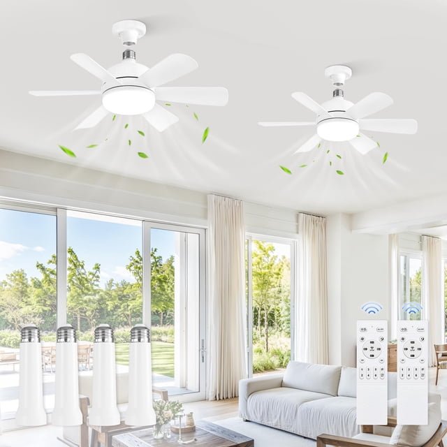ZMISHIBO Paquete de 2 Ventiladores de Techo con Luz y Enchufe de 45.5 cm 110V
