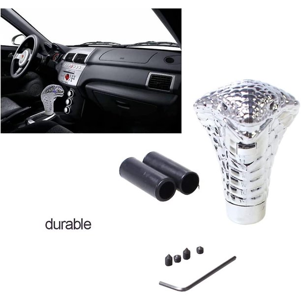 Palanca de cambio de marchas para automóvil Palanca de cambios Manual de cromo Ojos de LED azul Cobra Serpiente Palanca de cambios automática Palanca de cambios Palanca de cambios (1 pieza, Plata) ShuxiuWang 9024735578017