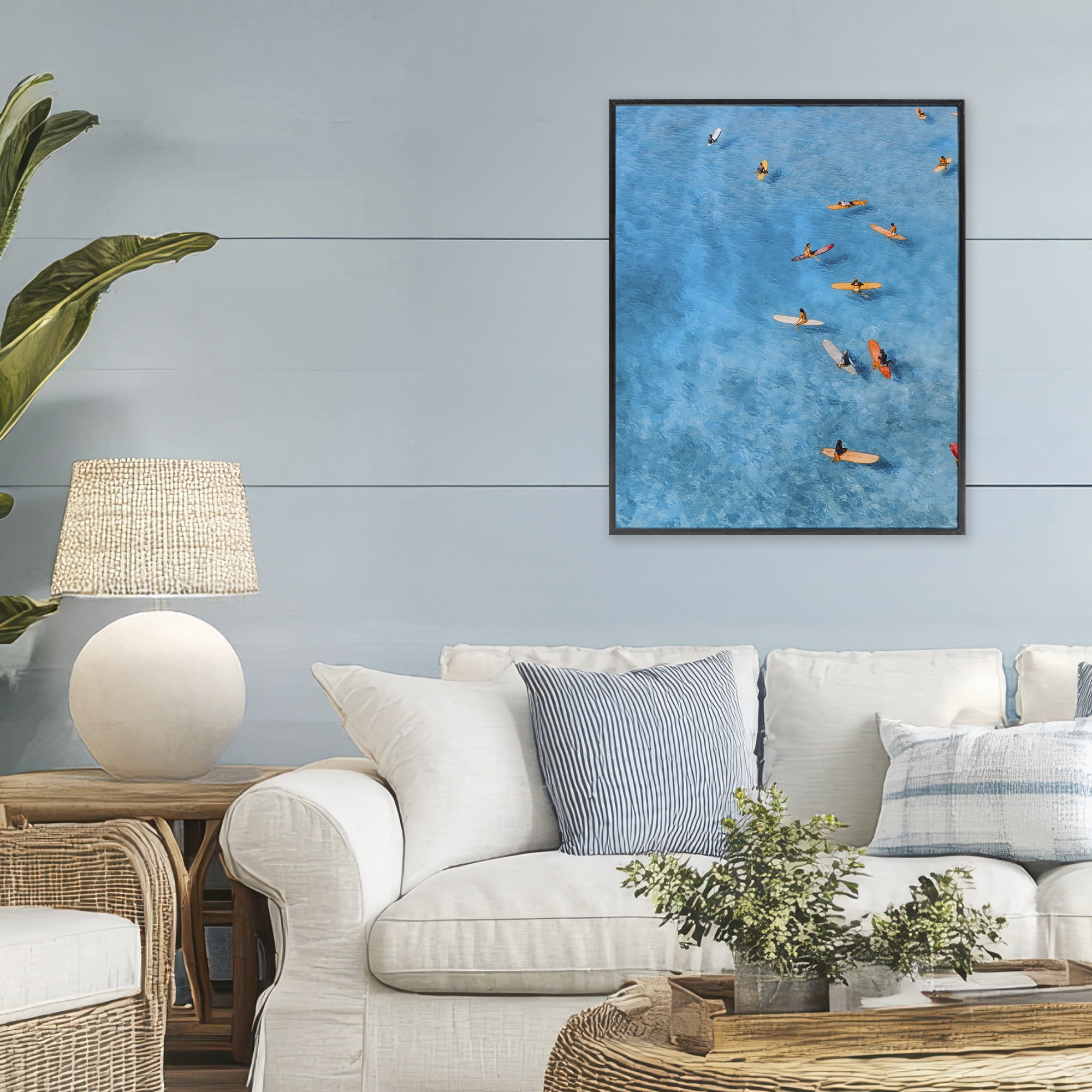 Stupell Industries Leisurely Surfers on Sea Black Framed Giclee Art, design by Jesse Keith