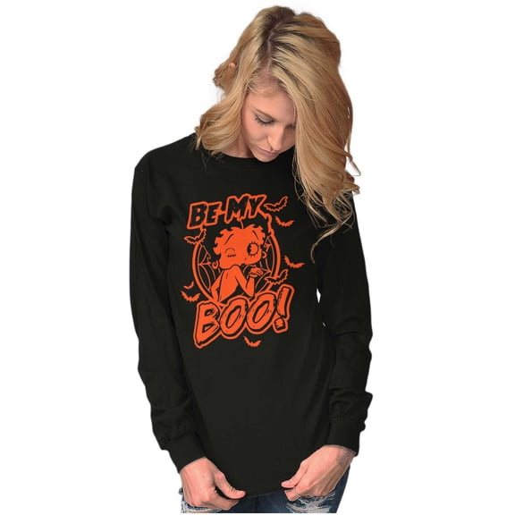 Betty Boop Spooky Halloween Be My Boo Women's Long Sleeve T Shirt Brisco Brands S