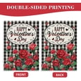 thumbnail image 7 of Jbralid Happy Valentine's Day Red Rose Flower Decorative Garden Flag, Floral Black White Buffalo Plaid Farmhouse Yard Outside Decoration, Anniversary Wedding Home Decor 12x18, 7 of 7