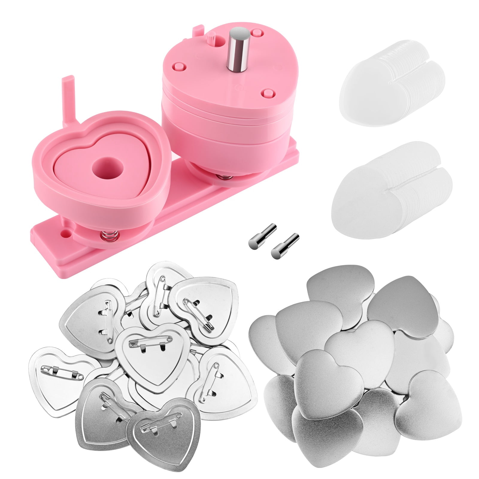 Heart Shape 57mm Badge Pin Button Maker Die Mold, Button Making Badge Punch Press Machine ,Beginner-Friendly