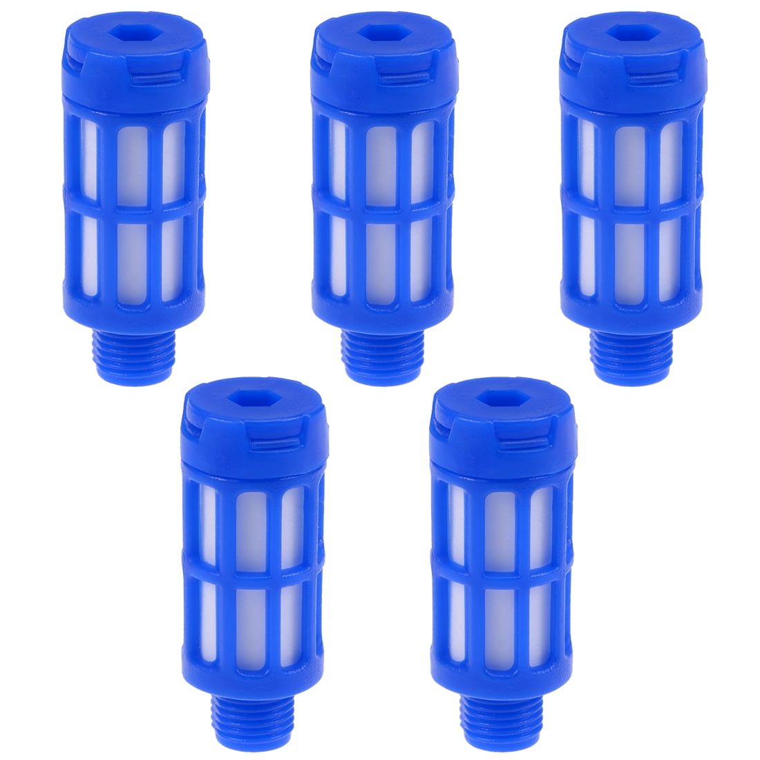 5pcs Plastic Pneumatic Muffler Exhaust Air Line 1/8 PT Blue