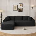 thumbnail image 5 of Aukfa 95" Modular Cloud Sectional Sofa, L-Shaped Couch with Left Facing Chaise, No Assembly Required Corduroy Deep Seat Sleeper Sofa for Living Room, Apartment, Black, 5 of 8