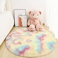 thumbnail image 7 of Lochas Soft Round Rainbow Rug Colorful Fluffy Area Rugs for Bedroom Living Room, Shag Circle Rugs Indoor Fuzzy Carpet, 5'x5', 7 of 7