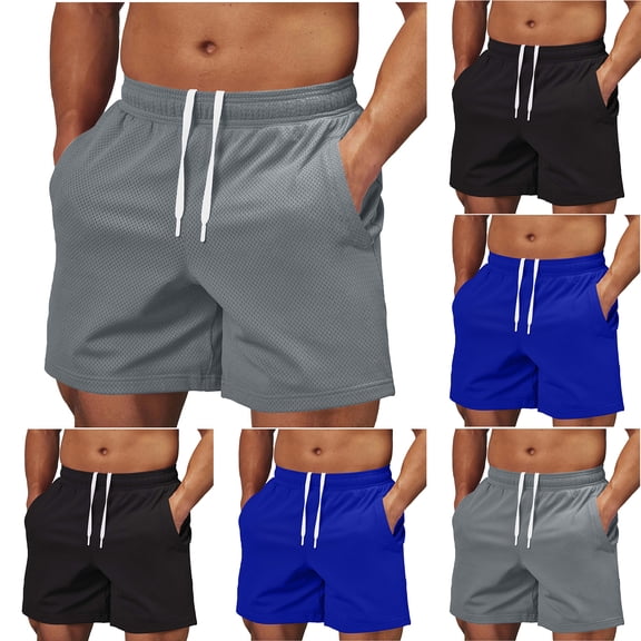 Havenre Men's Athletic Shorts Lightweight Casual Sweat Shorts Drawstring Elastic Waist Workout Jogger Shorts Sports Running Short Pants with Pockets Black XXXL