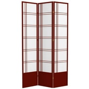 Red Lantern 7 ft. Tall Double Cross Shoji Screen - Rosewood - 3 Panels