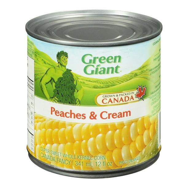 Green Giant Canned Peaches And Cream Whole Kernel Corn. Perfect As A