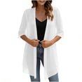 thumbnail image 6 of APEXFWDT Womens Kimono Beach Cover Up Chiffon Cardigan Summer Tops Casual Loose Sheer Open Front Cardigan,S,White, 6 of 8