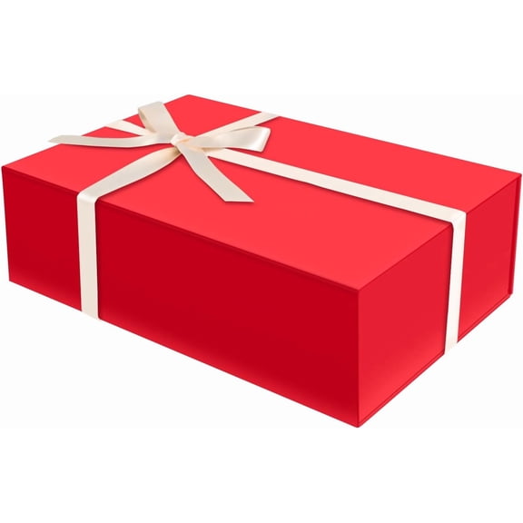 Red Gift Box 13.8"x9.1"x4.3" Large Gift Boxes for Presents with Magnetic Lid, Ribbon, Collapsible Boxes for Gift Packaging Mother's Day Birthday Wedding