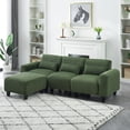 thumbnail image 4 of 84.6 Inch L Shaped Corduroy Fabric Sofa, 3 Seater Upholstered Couch with Chaise & 3 Waist Pillows, Modular Sectional Lounge Sleeper Sofa for Living Room, Green, 4 of 7