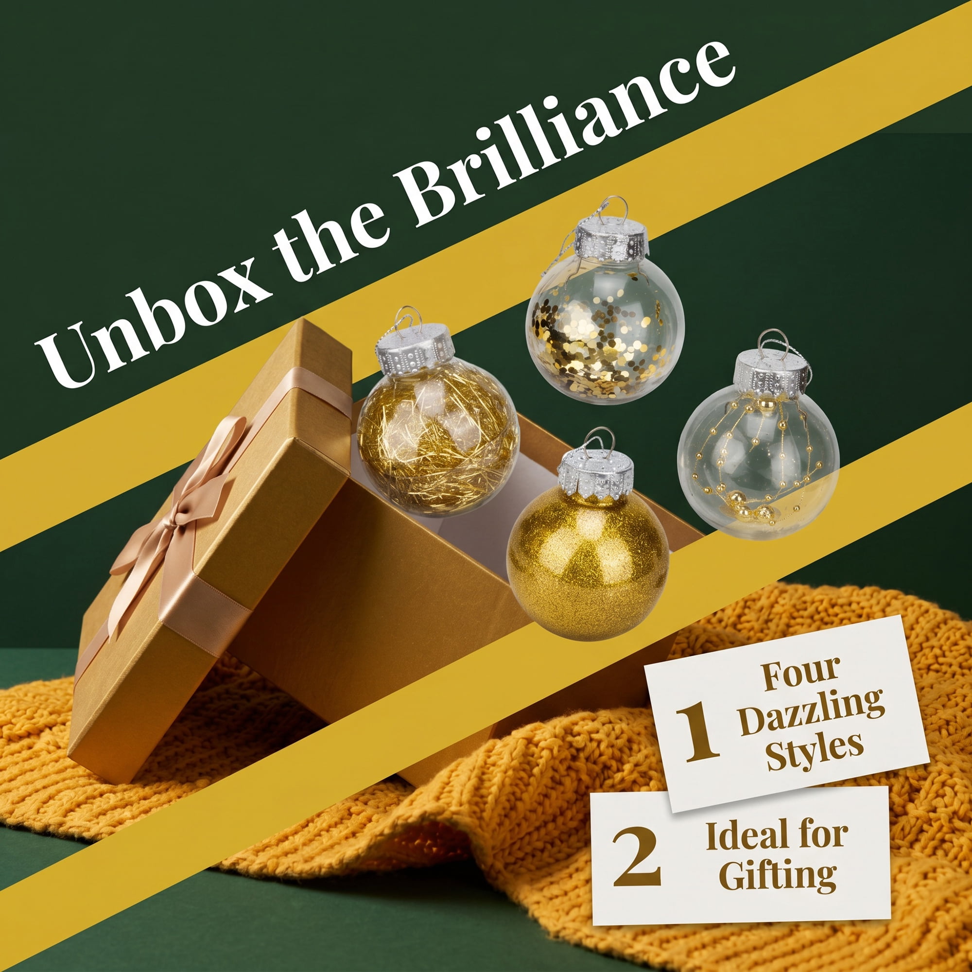 Unique Bargains Christmas Tree Ornaments - 24 Pack Baubles Shatterproof Balls Gold 2.4"