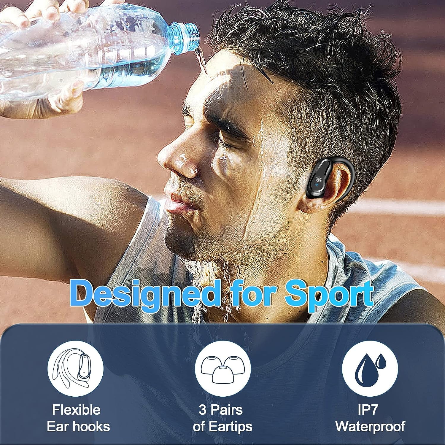 for Samsung Galaxy S20 FE Wireless Earbuds Bluetooth 5.3 Headphones 42Hrs Playtime in Ear Buds Sports Earphones Over-Ear Earhooks IP7 Waterproof Headset/Noise Cancelling for Workout