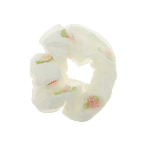 Unique Bargains 1 Pc Elegant Flower Scrunchies Hair Elastic Band white