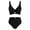 Black #25, variant on Women's Front Bikini Set – Solid Color Top & High Waisted Bottom, Flattering Swimwear Green M