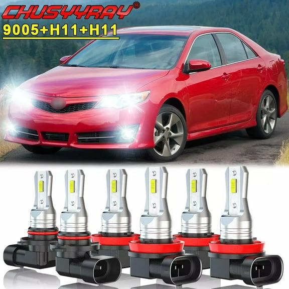 For Toyota Camry 2007-2011 2012 2013 2014 LED Headlight High Low Beam Fog Light Blubs Kit 6000K White 6x