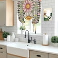 thumbnail image 5 of Vintage Daisy Floral Balloon Curtains for Bedroom/Front Door/Bathroom, Spring Flowers Botanical Leaves Checkered Wooden Tie Up Curtains 63 Inch Length Kitchen Curtains Shades for Windows 46"x63", 5 of 8