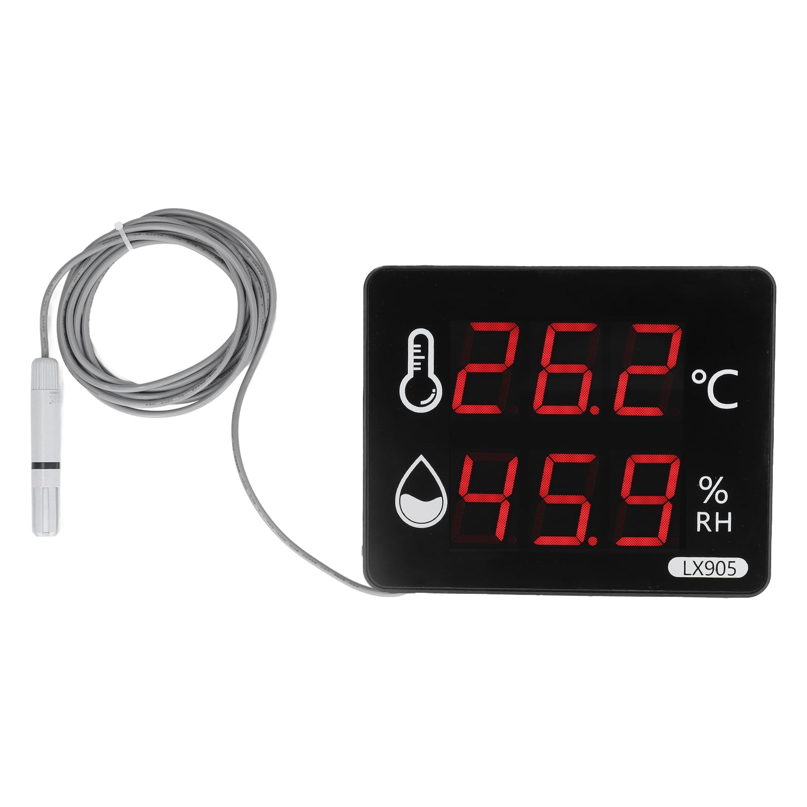 Air Quality Monitor, Sensitive Intelligent Backlight Heat Resistant LED Digital Display Temperature Humidity Gauge With Bracket For Office