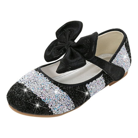 

Tengma Toddler Girl Sandals Girls Baby Shoes Sequin Rhinestone Bow Sandals Dancing Shoes Infant Pearl Bling Shoes Single Kids Shoes Sandals for Girls （Black Size: 34）