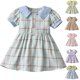 thumbnail image 4 of Odeerbi Niñas Verano Plaid Princesa Vestido Cuello Punto Algodón Vestido Solapa Manga Corta Vestido, 4 of 4