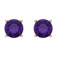 thumbnail image 3 of 14K Solid Gold Screw Back Stud Earrings for Women | 2 cttw Round Cut Natural Amethyst | Yellow Gold, 3 of 5