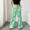 thumbnail image 6 of DeHolifer Boho Pants for Women Floral High Waisted Wide Leg Palazzo Pants Summer Trendy Casual Lounge Pants Women Vacation Green L, 6 of 6