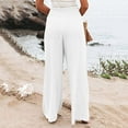 thumbnail image 6 of yillto Womens Cotton Linen Pants Elastic High Waist Loose Wide Leg Palazzo Pant Summer Beach Pant, 6 of 6