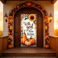 thumbnail image 6 of Cififendec Thanksgiving Harvest Door Cover, 70.87"×35.43", Rustic Pumpkin Sunflower Maple Leaf Fabric Door Banner for Fall Front Porch Door Decor, 6 of 9