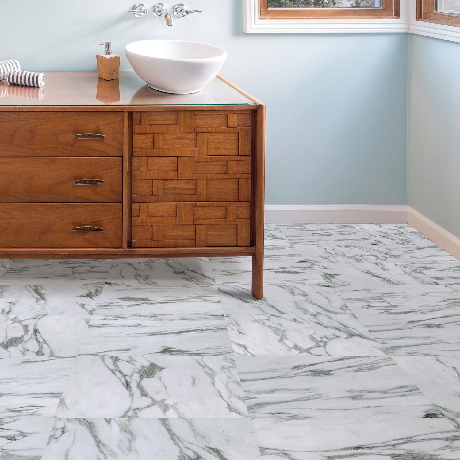 FloorPops Opaline Peel and Stick Floor Tiles Set of 20