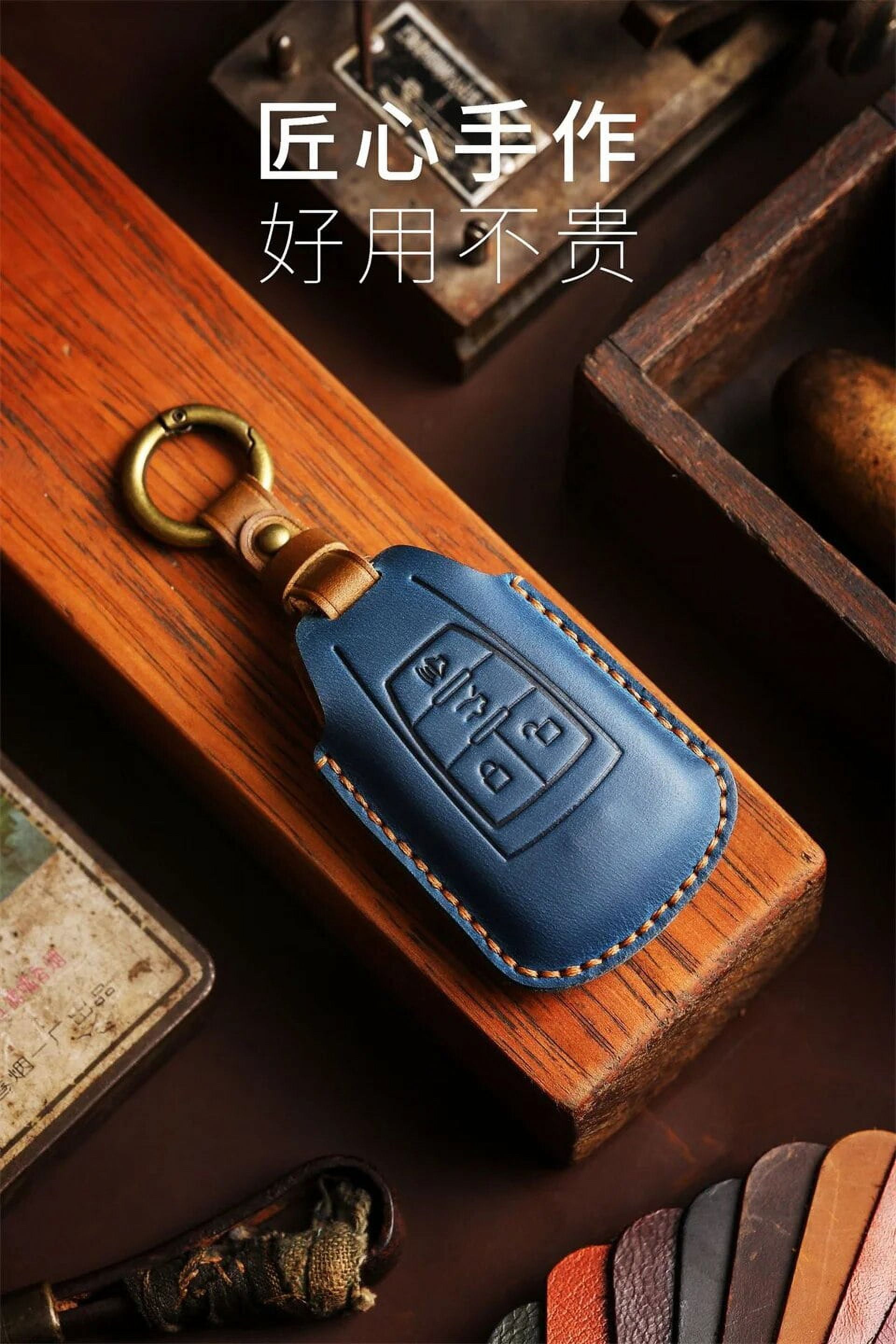 Crazy Horse Leather Car Key Cover Case Keyring Bag for BAIC X7 BJ40 Senova D50 D70 X55 X65 EU5 EU7 Fob Protector Keychain Holder