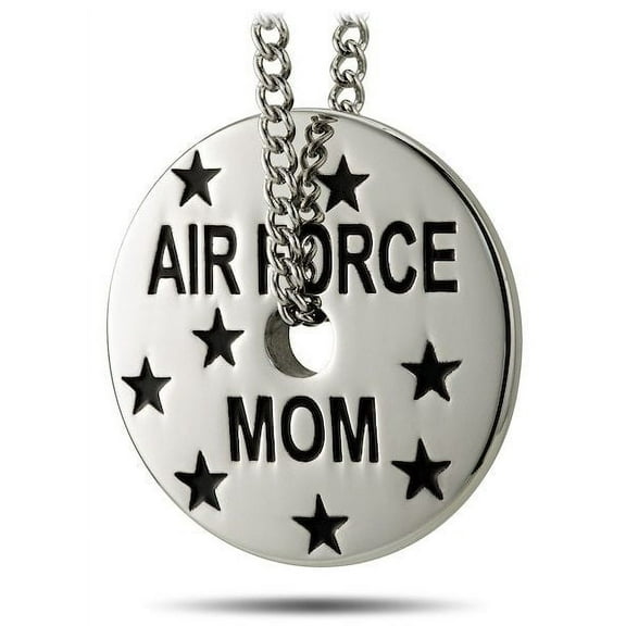 Women's Stainless Steel Air Force Mom Necklace-1 Cor 13:7-8 by Shields of Strength