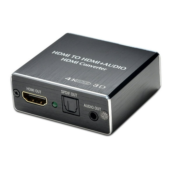 Extractor de audio HD Máxima compatibilidad Resolución 4K HD+SPDIF+3.5mm AUX Salida estéreo Compatib Tomshoo Negro