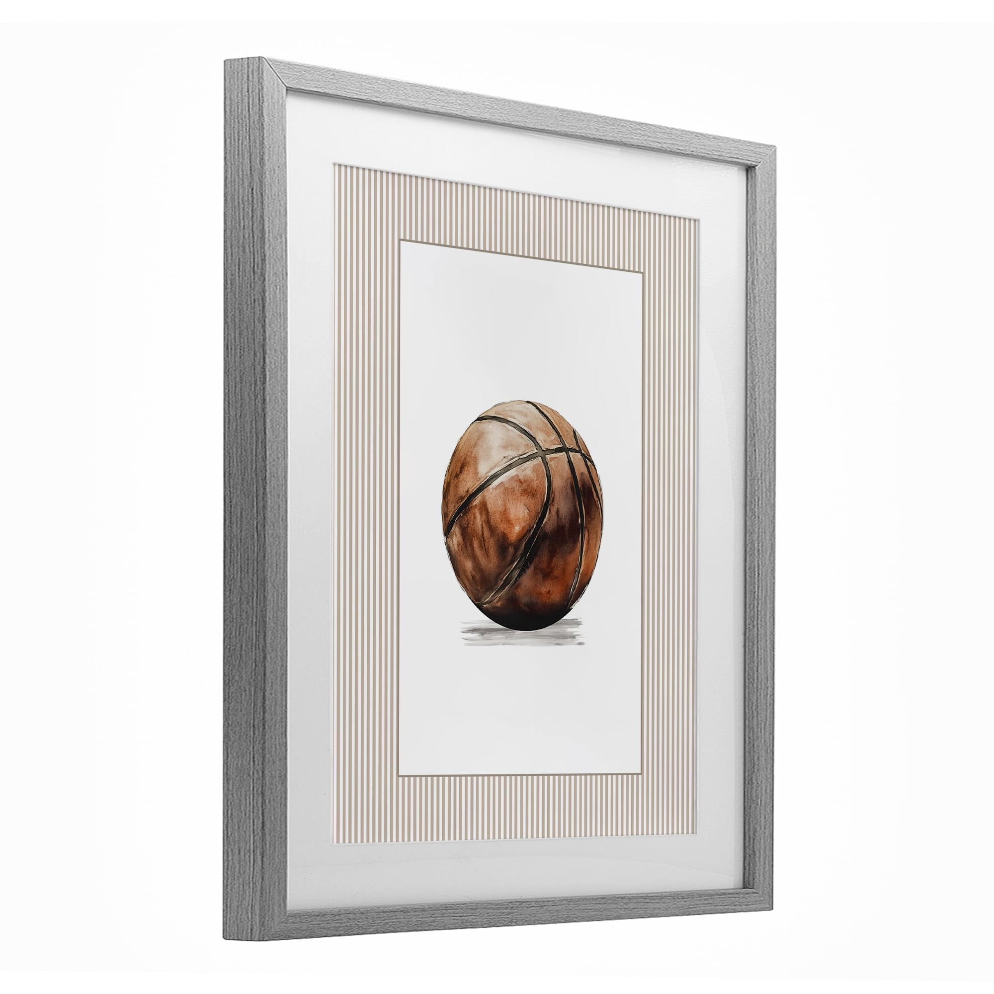 Stupell Industries Vintage Sports Basketball Gray Framed Print Under Glass, design by Christine Simpson Art