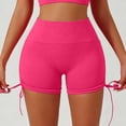 thumbnail image 4 of felwors High Waisted Yoga Shorts Ruched Drawstring Tummy Control Lifting Athletic Running Hot Pink for Size S, 4 of 5