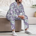 thumbnail image 7 of Salouo Lavender Flowers Print Button-Front Long Sleeve Pajama Set for Men, Soft 2Pjs Men's Long Sleeve Sleepwear-Large, 7 of 7
