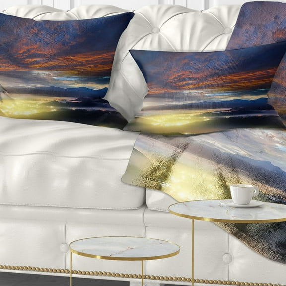 Designart Blue Fiery Overcast at Sunrise - Landscape Photo Throw Pillow - 12x20
