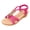 Hot Pink, variant on IUJOSY Low Wedge Heels for Women Summer Dressy Bohemian Beaded T- Strap Elastic Ankle Strap Sandals