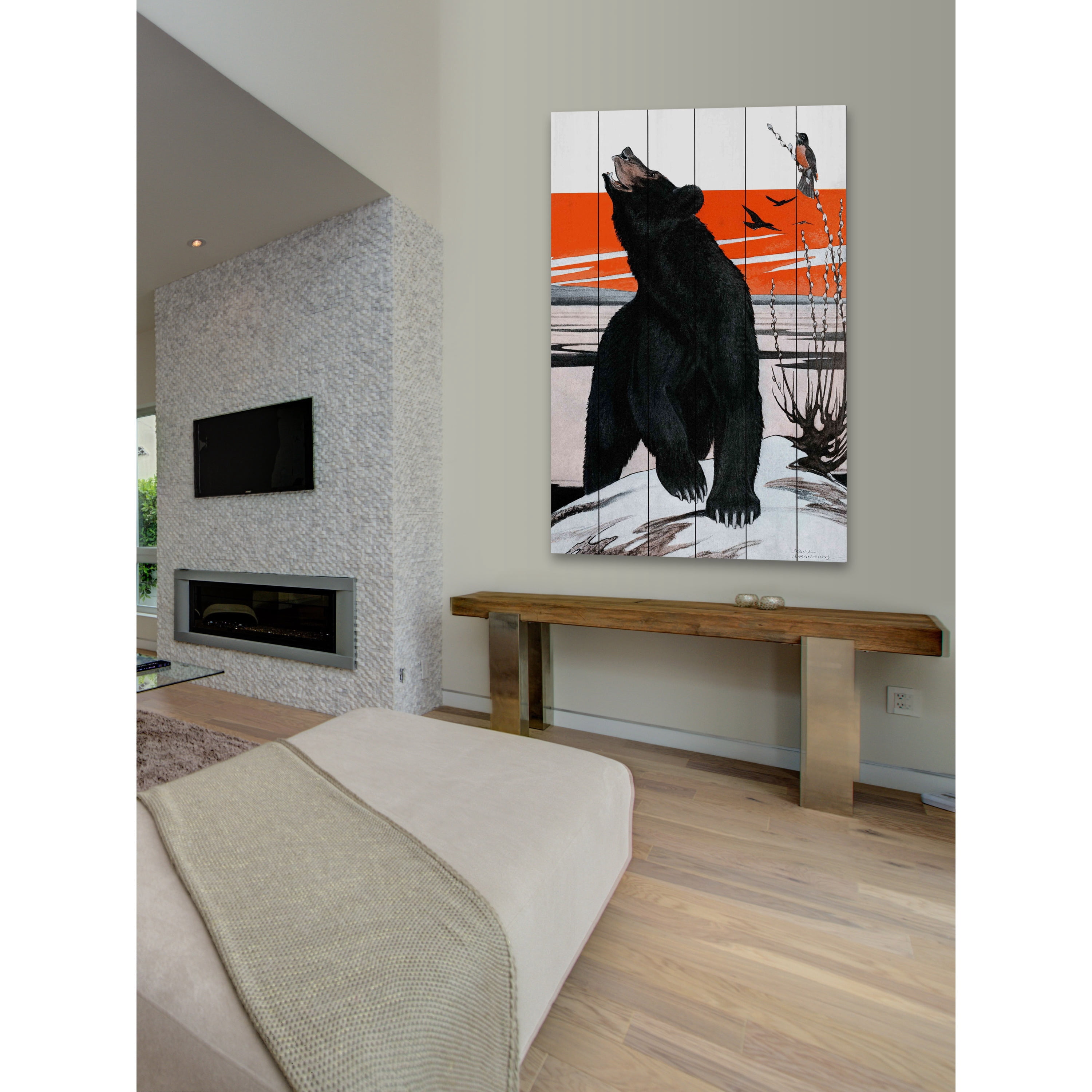 Marmont Hill "Spring Bear" Painting Print on White Wood