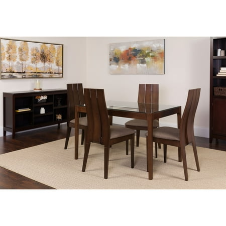 Flash Furniture Albany 5 Piece Espresso Wood Dining Table ...
